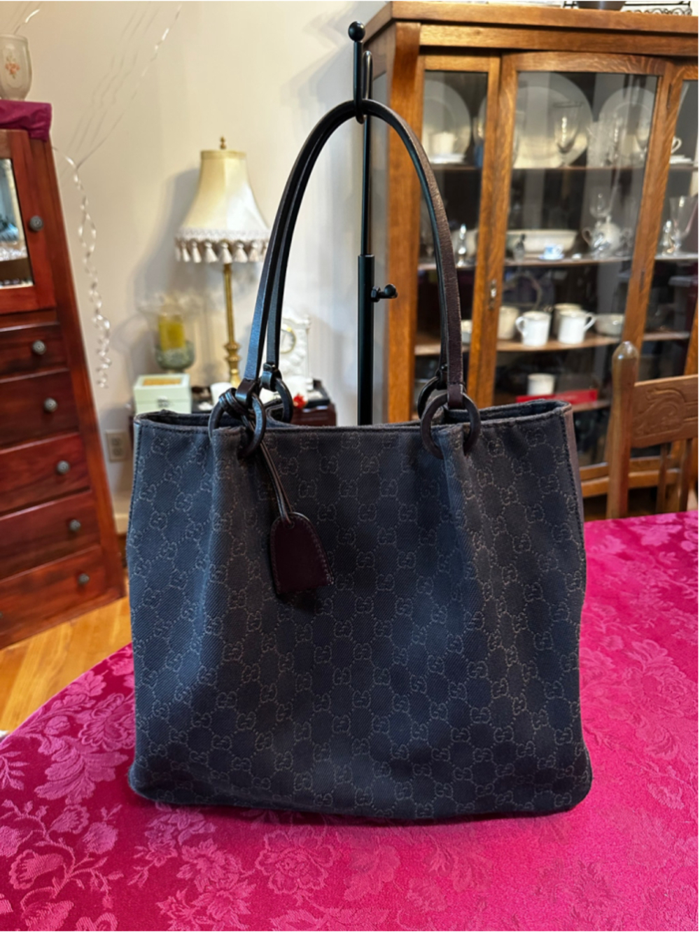 Gucci GG Canvas & Leather Tote Bag Brown on Brown